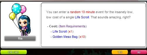 Ria starts the Life Scroll Event