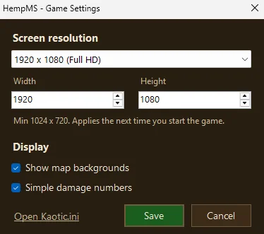 Game settings