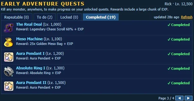 Starter quest gear